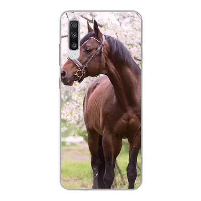 Produktbild von MuchoWow® Handyhülle Schutzhülle Hülle für Samsung Galaxy A70 Pferd - Sakura - Halfter Silikon Softcase Handy Hülle - Schutzhaube