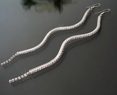 Produktbild von Ohrringe Ohrhänger 14,5cm lang Strass Schmuck Party Braut O1848