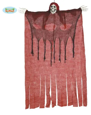 Produktbild von Lebensgroßer Skelett-Aufhänger für Halloween Dekoration, 150 cm, rot