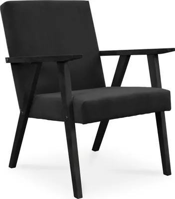 Produktbild von BETTSO Sessel Gepolsterter Cocktailsessel LISEK Schwarz Beine in Schwarz