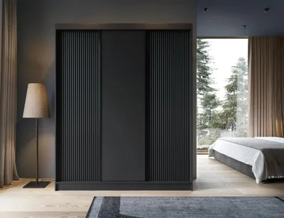 Obrázek produktu pro Šatní skříň s posuvnými dveřmi 180 cm CALYPTRA - černá