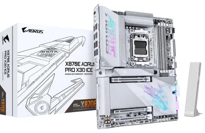 Produktbild von Gigabyte X870E AORUS PRO X3D ICE WIFI7 ATX Mainboard Sockel AM5 HDMI - Mainboard - AMD Sockel AM5 (Ryzen Zen4)