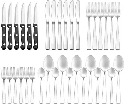 Image de Ensemble de couverts 36 pièces - Articles de vaisselle - Sets de table pour six personnes - Acier inoxydable - Pour 6 personnes - Argenté