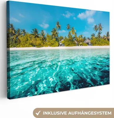 Produktbild von OneMillionCanvasses® - Leinwandbilder - 150x100 cm, Strand - Palmen - Meer, Wandbilder Kunstdruck Wanddekoration