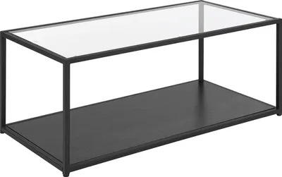 Produktbild von BELIANI Couchtisch Schwarz Transparent Glas Metallgestell 54 x 100 cm Rechteckig Industriell