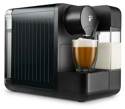 Zdjęcie produktu dla Tchibo Cafissimo "mleczny" ekspres do kawy Ekspres kapsułkowy do caffè crema, espresso, kawy i specjałów mlecznych, ekspres kapsułkowy ze spieniaczem do mleka, za naciśnięciem przycisku (czarny)