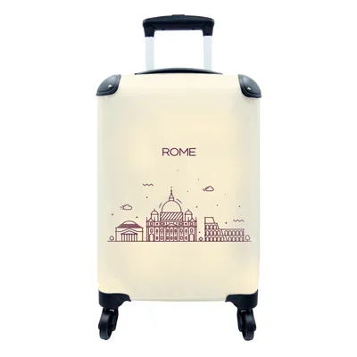 Produktbild von MuchoWow® Koffer Handgepäck Trolley Rollkoffer Kleine Reisekoffer mit 4 Rollen - Italien - Rom - Skyline - Cabin Size < 55x40x23 cm & 55x40x20 cm - Fotokoffer - Kabinenkoffer - Boardgepäck - Reise-Box - Reisekoffer - Reisegepäck - Koffer mit Bild - Trolley für Kinder