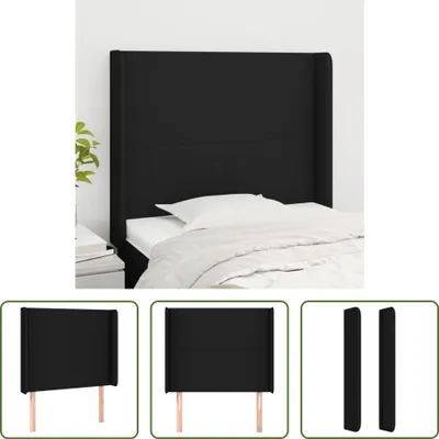 Produktbild von The Living Store Kopfteil mit Ohren Schwarz 93x16x118/128 cm Stoff