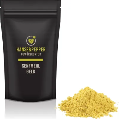 Produktbild von 500g Senfmehl gelb Senfpulver teilentölt Senf gemahlen Gourmet 1A Qualität im wiederverschließbarem Aroma-Beutel- Greenline Serie