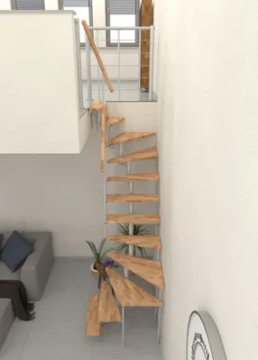 Produktbild von Minka Mittelholmtreppe Joker Turn 180° 187 - 304cm Geschosshöhe Buche Weiß