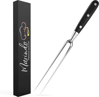 Produktbild von Marindo Profi Fleischgabel Edelstahl 31,5cm | Fleischgabel mit Holzgriff & 17cm Klingenlänge | Grillgabel, Bratengabel, Tranchiergabel