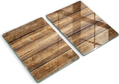 Produktbild von Glasschneideplatte - Herdabdeckplatte - 2x40x52 cm -Schneidebrett - Spritzschutz - Holzstrukturplatten