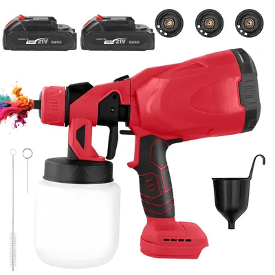 Produktbild von HDeye 21V Kabelloses Spritzgerät 800W 3 Düsen 800ml 2 Batterien, Rot