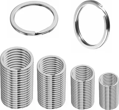 Produktbild von 100 Stück Schlüsselring Set, Silberne Schlüsselringe in 4 Größen, Ideale Schlüsselringe klein für Haus- und Autoschlüssel, DIY-Projekte