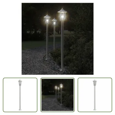 Image de The Living Store Lampe d'allée Argent 120 cm Acier inoxydable