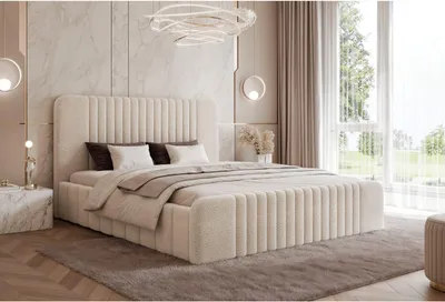 Produktbild von Polsterbett s Schlafsystem "LUCENTE" mit elegantem Kopfteil und Stauraum