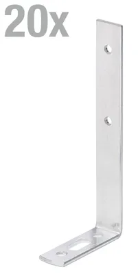 Produktbild von Alberts 20 x Gardinenwinkel 55 x 120 x 17 mm – verzinkt, Winkelverbinder & Metallwinkel