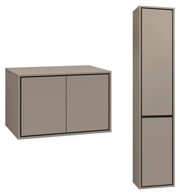 Produktbild von Doppelwaschtisch und Hängesäule 78cm Sophéa, Taupe