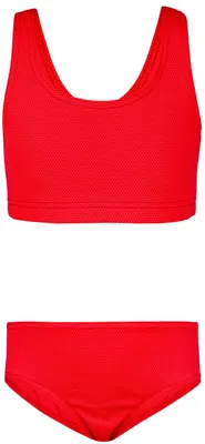 Produktbild von Aquarti Mädchen Sport Bikini Racerback Bustier & Bikinislip, Farbe: Jacquard Punkte Rot, Größe: 158