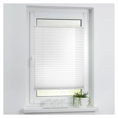 Produktbild von Plissee Klemmfix, verspannt, blickdicht, Sicht- und Sonnenschutz Jalousie Weiß, 45 cm x 130 cm (B x L)