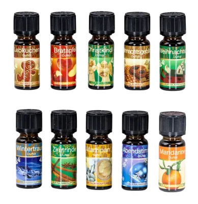 Produktbild von 10er Set Weihnachtsduft Duftöle je 10ml für Duftlampen Raumduft Lufterfrischer Diffuser Raumklima Aroma-Öl Winter Weihnachten