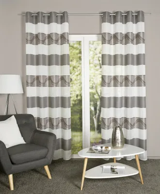 Produktbild von Home Wohnideen Ösenschal Querstreifen Jacquard "Susa" 245 x 140 cm Stein