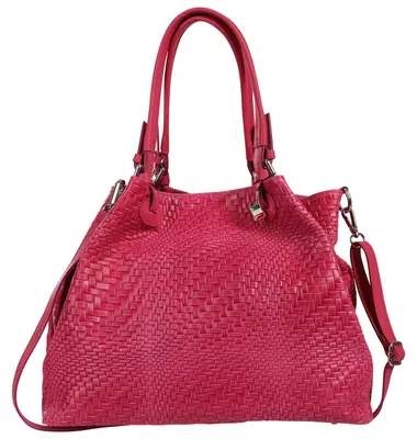 Produktbild von Florence Damen Handtasche Echtleder fuchsia Flechtmuster OTF163P