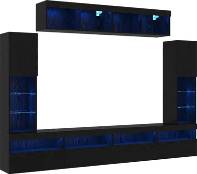 Produktbild von vidaXL TV-Schrankset 6 stk. Schwarz Eichen-Optik Holzwerkstoff