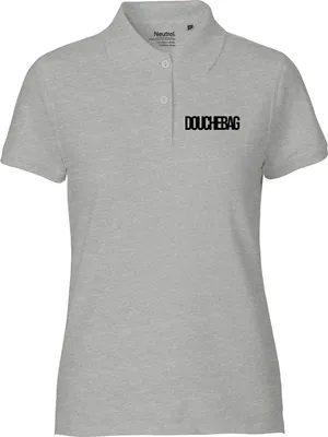 Produktbild von Huuraa Damen Polo Shirt Douchebag Schriftzug M Sport Grey Bio Baumwolle Fairtrade Poloshirt Geschenkidee