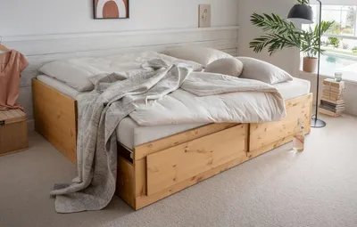 Produktbild von Ausziehbett 80/160x200cm "Jasmin" Kiefer massiv laugenfarbig