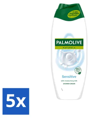 Immagine prodotto di 5 flaconi di gel doccia Palmolive Naturals per pelli sensibili - 500 ml ciascuno - confezione  - 5 pezzi