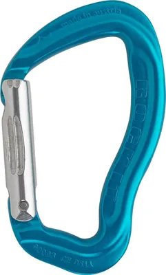 Austri Alpin Rockit Karabiner Schnapper in leuchtendem Blau mit silbernem Verschluss.