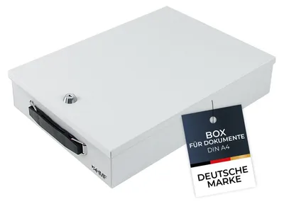 Produktbild von HMF 141-07 Dokumentenkassette Din A4, Dokumentenbox, 37,5 x 26,5 x 8 cm, lichtgrau