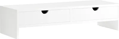 Immagine prodotto di BBF02-SCH, supporto per monitor con 2 cassetti, bianco, circa 47×11×18 cm