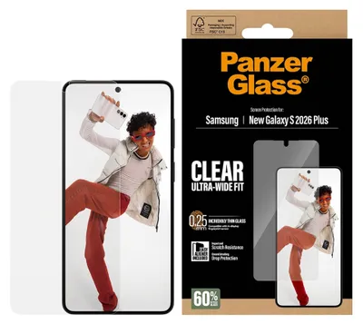 Produktbild von PanzerGlass ® Displayschutz Samsung Galaxy S26+ | Ultra-Wide Fit m. EasyAligner, Samsung, Samsung - Galaxy S26+, Trockene Anwendung, Kratzresistent, Schockresistent, Transparent, 1 Stück(e)