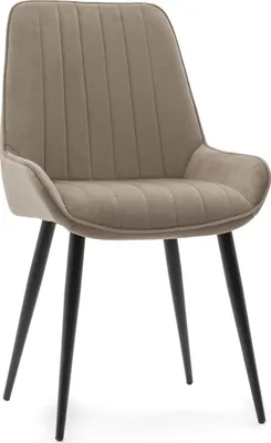 Produktbild von NEW HOME Stuhl LUCA gespolsterter Esszimmerstuhl Wohnzimmerstuhl mit Steppung - dunkelbeige schwarze Beine - moderne Samt Velours Möbel