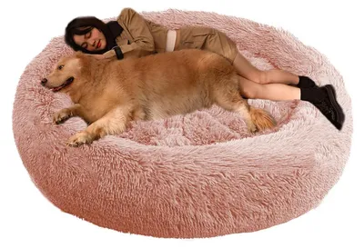 Obrázek produktu pro Ortopedická pelíšek pro psy a kočky, kulatý, průměr 110 cm, růžová barva