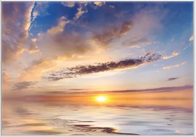Produktbild von Wallario Wandbild Sonnenuntergang über dem Wasser, Größe: 70,30 x 100,30 cm, Poster mit weißem Kunststoffrahmen
