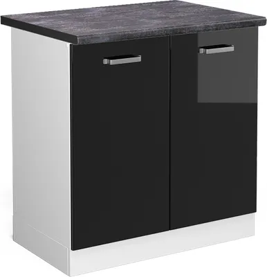 Produktbild von Spülenunterschrank Vicco R-Line Schwarz Hochglanz 80 cm , AP Anthrazit, Model 46616