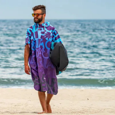 Produktbild von Badeponcho Sport Poncho trocknet schnell für Pool Strand Camping Unisex  Damen und Herren Surf Handtuch