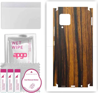 Produktbild von apgo Rückseite + Seiten Schutzfolie, Skin, kompatibel mit Samsung Galaxy M42 5G, Hinten Displayschutzfolie aus Vinylfolie, kratzfest, einfache Montage - Tigerwood