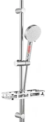 Image de Ensemble de douche en acier inoxydable de 90 cm avec étagère et pommeau de douche à 6 fonctions