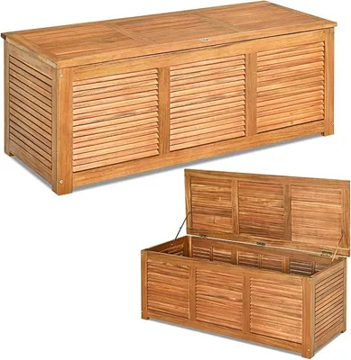 Produktbild von Gartenbox Akazienholz, Auflagenbox 179 L, Aufbewahrungsbox, Kissenbox, Gartentruhe für Garten, Balkon, 120 x 45 x 45 cm
