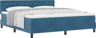 Produktbild von vidaXL Boxspringbett mit Matratze Dunkelblau 180 x 200 cm Samt