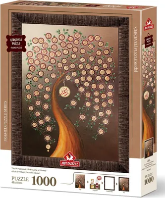 Zdjęcie produktu dla ART PUZZLE Puzzle z ramką i klejem 3w1 99 imion Allaha 1000 elementów