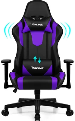 Produktbild von Adormii Gaming Stuhl,Gaming Chair mit verstellbare Lendenkissen,Kopfkissen und Armlehnen,Ergonomischer Gamer Stuhl gepolstert,Gaming Stuhl 150kg,Lila