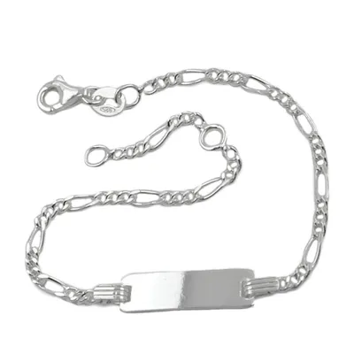 Produktbild von Schildarmband für Kinder 22mm Figarokette Gravurplatte 21x5mm Silber 925 16cm silber 2,2mm