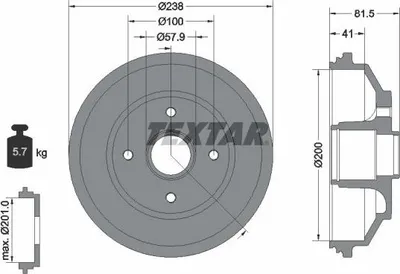 Produktbild von Bremstrommel TEXTAR 94043000