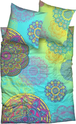 Produktbild von Sister S. Bettwäsche Eivissa blau gelb 155 cm x 220 cm