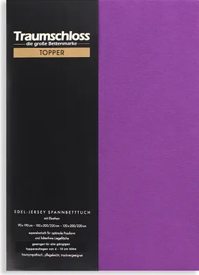 Produktbild von Traumschloss Topper Edel-Jersey Spannbettlaken 90-120 x 200-220 cm violett 165g/m², 95% gekämmte Mako Baumwolle, 5% Elasthan
